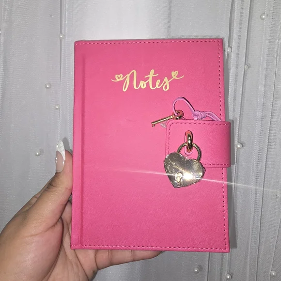 Pink Heart Lock Notebook - Picture 1 of 8